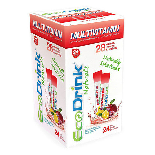 EcoDrink Naturals Naturally Sweetened Complete Multivitamin Mix Drink Stick Packs, Fruit Punch, 24 Ea
